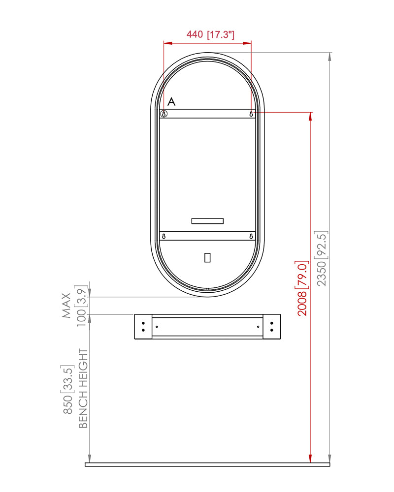 Circa LED - Miroir de coiffure ovale - Avec variateur